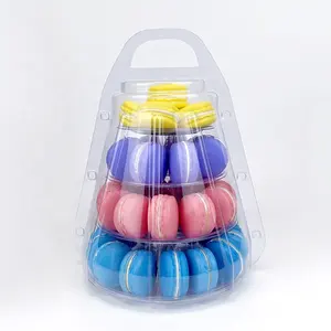 Hot Koop 4 Tiers Macaron Koekje Toren Stand Cupcake Houder Verpakking Met Draagtas Voor Bruiloft Display