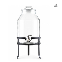 Distributeur de boissons en verre transparent de 8 L avec support et robinet, grand récipient pour boissons froides pour fêtes, mariages, buffets, restaurants, vente en gros, OEM