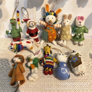 Pendentifs en feutre de laine faits à la main au Népal, adorables poupées lapin clown, sacs de dessin animé, porte-clés, décorations de voiture, cadeaux - Product Image 2