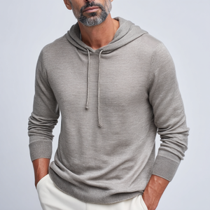 Pull à capuche en tricot doux mélangé d'alpaga de qualité supérieure pour hommes pour l'automne et l'hiver Brodé Style décontracté - Product Image 3