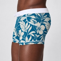 Shorts de bain pour hommes à imprimé floral, séchage rapide, protection solaire, résistants au chlore, extensibles dans quatre directions, avec passepoil contrastant