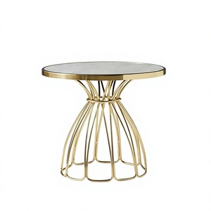 Round Gold Modern <b>Marble</b> <b>Top</b> <b>Console</b> <b>Table</b> with Brass Pedestal Base for Living Room Furniture - Product Image 1