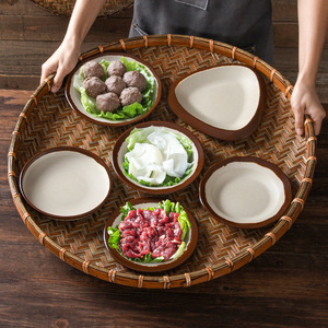 Xiangyuan <b>melamine</b> tableware <b>plates</b>, commercial retro style, restaurant and hotel side dish <b>plates</b>, buffet, hot pot restaurant, - Product Image 3