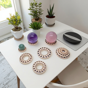 Mini soporte de esfera de madera estilo Feng Shui, estante de exhibición pulido para artesanías de madera de cristal de tamaño pequeño, cajas de madera, carteles de pared - Product Image 5