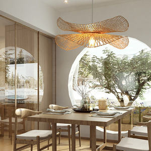 Retro Handicraft <b>Wicker</b> Rattan Woven Chandelier Lamp Dining Natural Bamboo <b>Shade</b> Weaving Pendant <b>Light</b> - Product Image 1