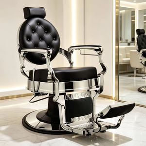 Fauteuil de barbier vintage Capone Black Ice, chaise de coupe de cheveux classique pliable pour salon de coiffure, avec repose-pieds réglable - Product Image 5