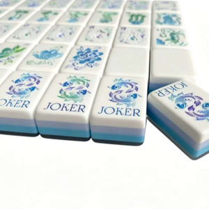 Ensemble de Mahjong américain de luxe bleu ciel en Lucite de haute qualité, 160 tuiles, impression UV, logo personnalisé, vente en gros - Product Image 6