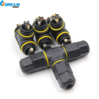 Conector en T M20 Impermeable con Certificación UL/CE/SAA, IP68, Cable a Cable, Bloqueo por Tornillo, Enchufe Impermeable de 2 Pines para Cableado Exterior