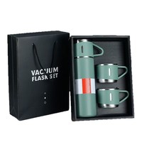 Coffret Cadeau Bouteille Isotherme Écologique en Acier Inoxydable 304 de 500 ml avec Trois Tasses – Isolation Thermique 6-12h pour Voyage et Affaires