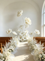 Décoration de mariage en fleurs de papier faites à la main, arrangement floral géant blanc de luxe pour la décoration de la salle de mariage, décoration de table de banquet