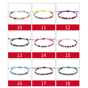 Pulsera <span class=keywords><strong>tejida</strong></span> estilo Nepal para mujer, <span class=keywords><strong>tobillera</strong></span> de cuerda trenzada de algodón multicolor hecha a mano ajustable - Product Image 4