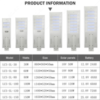Lámpara Solar LED de 30W 60W 80W 100W con Cuerpo de ABS, Fuente de Luz LED, IP66, para Iluminación Vial Exterior, Mejor Calificada