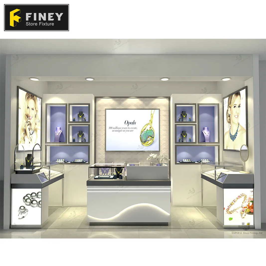 Modern Jewelry Shop Interior Design Jewellery Store Decorate Glass Watch Display Cabinet Showcase For Jewelry Showroom