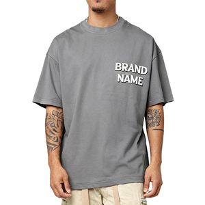 NUOVA T-shirt <span class=keywords><strong>di</strong></span> Lusso Personalizzabile con Nome del Marchio, Grigia, Premium, Bianca, Pesante, 100% Cotone, Unisex - Product Image 1