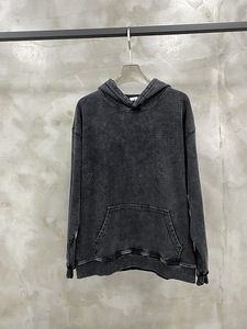 H5537 Guangzhou Clothing Manufacturer Wholesale Custom 420 Gsm 100% Cotton Vintage Acid Washed Hoodies for Men - Product Image 5