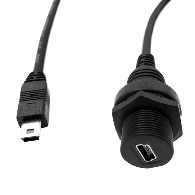 IP67 Waterproof 1m Mini USB Cable 5-Pin Male Female Flush Panel Mount PVC Braid Shielding 3A Fast Charging for Car Boat Printer