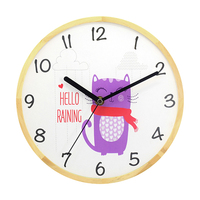 Jam Dinding Ramah Lingkungan Berbingkai Kayu, Senyap, Dekoratif untuk Kamar Anak, Hadiah