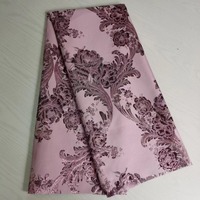 Tissu Jacquard Métallique en Polyester à Motif Floral Vert pour Robe de Soirée