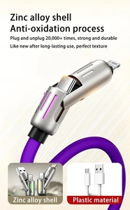 240W 4 en 1 Funcional Super <span class=keywords><strong>Carga</strong></span> rápida USB Tipo C <span class=keywords><strong>Cable</strong></span> de datos de aleación de aluminio de silicona líquida para <span class=keywords><strong>iPhone</strong></span> Huawei Samsung Xiaomi - Product Image 2