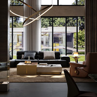 Ensemble de canapés sectionnels en cuir italien moderne, grand canapé d'angle modulaire en forme de L pour salon de villa, mobilier résidentiel haut de gamme