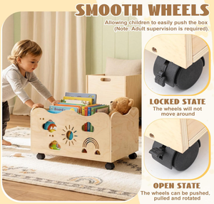 Étagère à livres mobile pour enfants avec roulettes, motif arc-<span class=keywords><strong>en</strong></span>-ciel, étagère à livres festonnée, boîte à jouets pour chambre d'enfant, fille ou garçon - Product Image 5