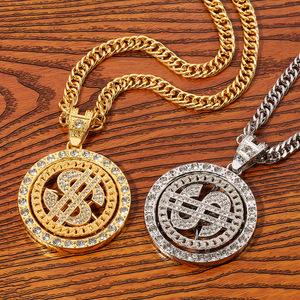 Alta calidad Hip Hop 70s 80s 90s accesorio chapado en oro dólar signo cadenas diamantes <span class=keywords><strong>de</strong></span> imitación para hombres rapero Digger <span class=keywords><strong>disfraz</strong></span> <span class=keywords><strong>de</strong></span> Halloween - Product Image 2