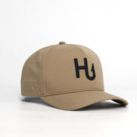 Casquette de baseball camouflage à 5 panneaux avec logo personnalisé, patch en caoutchouc découpé au laser et motif laser sur le dos