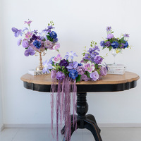 Ensemble de décoration de table de mariage artificielle exquise, décoration de verres à vin, centre de table pour hôtel, maison, mariage, bouquet de fleurs, décoration de boule de fleurs