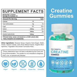 Venta al por mayor de gomitas de Monohidrato de <span class=keywords><strong>Creatina</strong></span> a granel, suplemento de pre-entrenamiento de nutrición deportiva OEM para adultos, no para mujeres embarazadas - Product Image 3