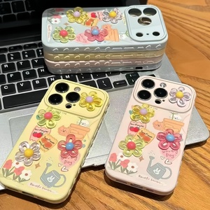 Fashion loving frame bumper 3D flower mobile phone case girls <b>back</b> cover for iPhone 17 pro max 12 11 soft TPU shock shell OEM - Product Image 3