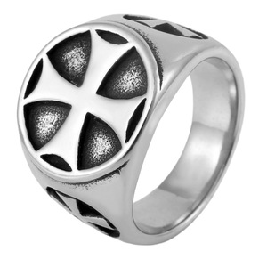 yunnique Men's Cross <b>Titanium</b> Steel <b>Ring</b> Geometric Design Gift Jewelry - Product Image 5
