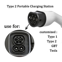 Cargador Portátil para Vehículos Eléctricos de 7kw, 32A, con Pantalla LCD/LED Ajustable, Tipo 2 a Enchufe CEE, Cable de 5m, Directo de Fábrica