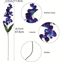 Fleurs d'orchidées artificielles de haute qualité en turquoise violette, 45 cm, décoration en plastique pour Thanksgiving, Noël, Pâques, mariages, fêtes