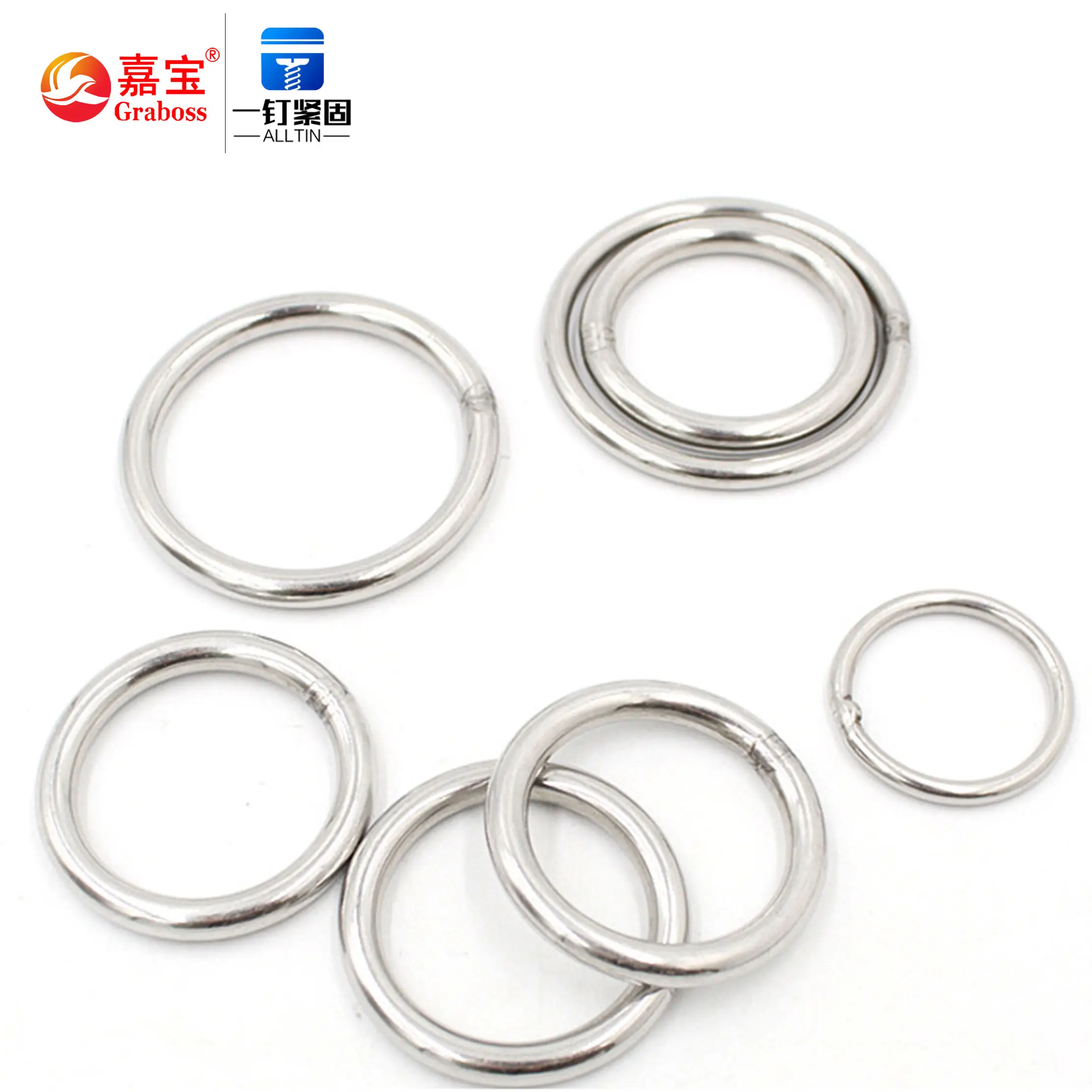 Screw Factory 20mm-80mm Stainless Steel Metal Ring Seamless Welding Round O Ring Circular Connecting Ring