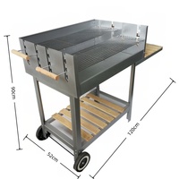 Barbecue au charbon de bois moderne haut de gamme en fer avec chariot et hauteur de cuisson réglable pour jardin et cuisine