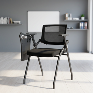 Modern Fabric Mesh Executive <b>Office</b> <b>Chair</b> Writing Board <b>Foldable</b> Design Comfortable Seat Swivel Function Metal Hospital - Product Image 4