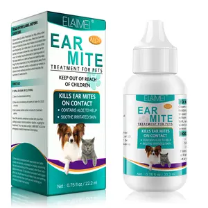 Venta al por mayor ELAIMEI Pet Eliminación De Ácaros del oído Gotas Tratamiento de ácaros Limpiador de oídos Elimina el olor Aceite de oído antihongos para perros y gatos