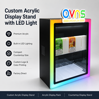 Présentoir de comptoir verrouillable en acrylique pour tabac avec éclairage LED RGB, vitrine personnalisée pour magasin de tabac