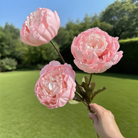 Dalian Chermy Bouquets de mariage de bonne qualité Artificielle 3 Tête Fleur de Pivoine Blanc