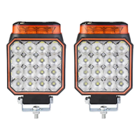 LED-Arbeitsleuchte mit Bernstein-Stroboskop, 12V Weiße Nebelscheinwerfer, Zweifarbige Notfallwarnleuchte für Traktoren, LKWs, Offroad, 48W 6000 Lumen