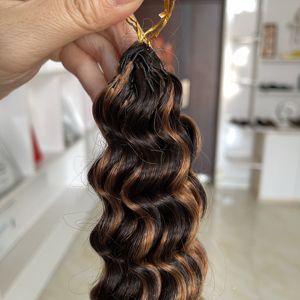 Nuevas Extensiones de Cabello Humano con Trenza de Crochet, Instalación y Remoción Más Rápidas, 100% Cabello Humano, Ondas Profundas, Color H2/30, Ajusta el Volumen del Cabello Libremente - Product Image 2