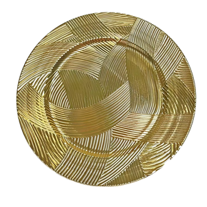 Assiettes de présentation décoratives de luxe, style antique, dorées, motif rose pigmenté, écologiques, 33 cm (13 pouces), en matériau PP, pour mariage, fête et vacances - Product Image 1