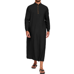 เสื้อคลุมผู้ชายแบบโทบ ชุดมุสลิม แขนยาว สีพื้น ผ้าโพลีเอสเตอร์ ความยาวคลุมเท้า สำหรับละหมาดและสวมใส่ประจำวัน - Product Image 1