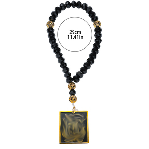 Ciondolo da <span class=keywords><strong>Auto</strong></span> in Ossidiana Naturale con Versetto Islamico Ayatul Kursi, Collana in Acciaio Inossidabile con Versetto Arabo Musulmano per il Corano - Product Image 6