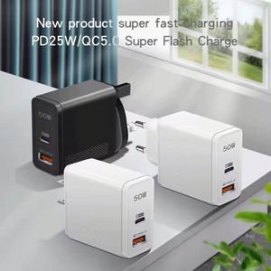 Super Fast 50W PD 25W QC5.0 Portable Charger <b>Adapter</b> EU UK US <b>Plug</b> Quick Charging Home Power Supply-<b>USB</b> C Type-C Phone Charger - Product Image 3