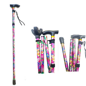 Bâton de marche télescopique en alliage d'aluminium avec embout en caoutchouc, pliable, pour personnes âgées, à une ou quatre pattes - Product Image 1
