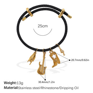 Custom Adjustable Rope Pendant <b>Bracelet</b> DIY 18K Gold Plated Stainless Steel <b>Bracelet</b> For Women - Product Image 6