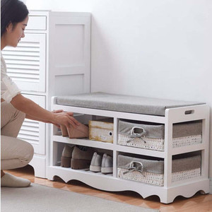 Modern <strong>Shoe</strong> <strong>Rack</strong> <strong>Bench</strong> <strong>With</strong> Basket Drawers Wooden <strong>Shoe</strong> Cabinet - Product Image 2