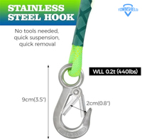 Kit de suspension pour balançoire d'arbre de 5 pieds en gros avec mousquetons en acier inoxydable, sangles réglables en polyester pour hamac de balançoire, OEM