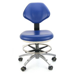 Taburete para Consultorio Dental, Altura Ajustable, Asiento Azul con Reposapiés para Uso Médico - Product Image 1